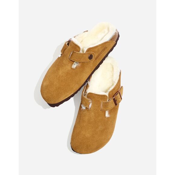 Birkenstock Clogs Size 37 Boston Slip On Suede Shearling Comfort Shoes - Picture 1 of 10